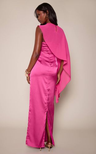 Robe Longue En Satin Avec Cape Superposée En Mousseline | Taille 42 - PrettyLittleThing - Modalova