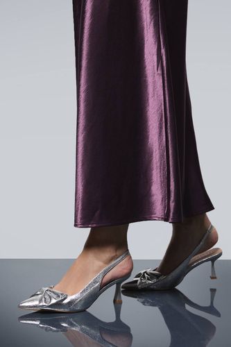 Escarpins Dora à Bride Arrière avec Nœud en Cuir Métallisé Synthétique et Talon Stiletto Moyen | Taille 8 - Oasis - Modalova