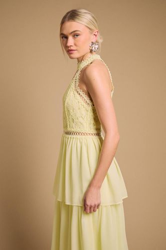 Robe Mi-Longue à Dentelle Étagée avec Col Licou | Taille 16 - Oasis - Modalova