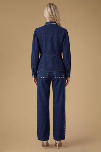Jean Jambe Tonneau Premium Avec Détails Cloutés | Taille 46 - Oasis - Modalova