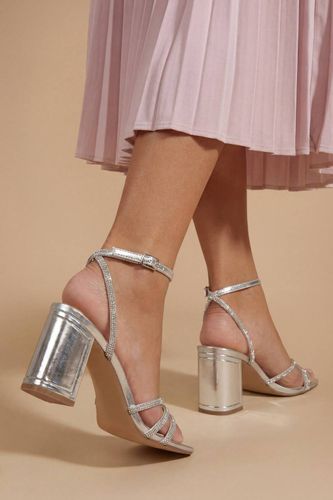 Sandales À Talons Carrés Hauts Et Brides En Synthétiquecuir Métallisé Tabs | Taille 38 - Oasis - Modalova