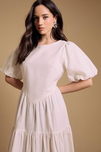 Robe Midi En Coton À Manches Bouffantes | Taille 46 - Oasis - Modalova