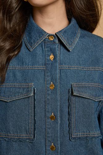 Veste En Jean À Poches Festonnées | Taille 46 - Oasis - Modalova