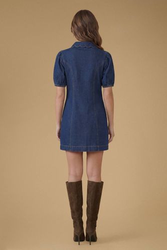 Robe Courte En Jean À Manches Bouffantes | Taille 46 - Oasis - Modalova