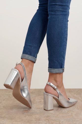Escarpins À Bride Arrière Bout Pointu En Cuir Métallisé Nicola | Taille 39 - Oasis - Modalova