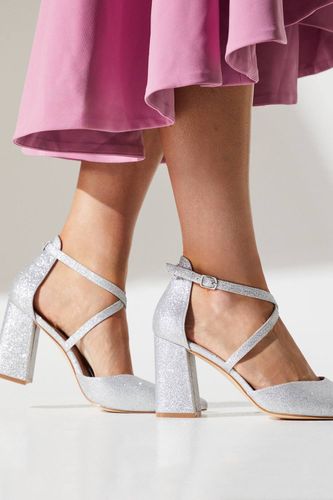 Escarpins à Talon Bloc Pointus avec Brides Croisées Pailletées - Coupe Large Treat | Taille 41 - Coast - Modalova