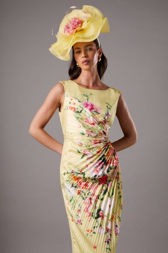 Robe Midi Florale Plissée Lisa Tan avec Détail Plissé | Taille 38 - Coast - Modalova