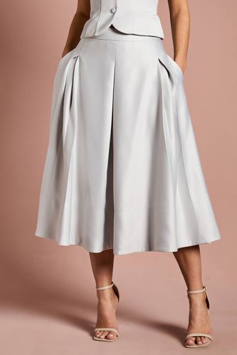 Jupe Midi Évasée en Satin à Plis Devant | Taille 46 - Coast - Modalova