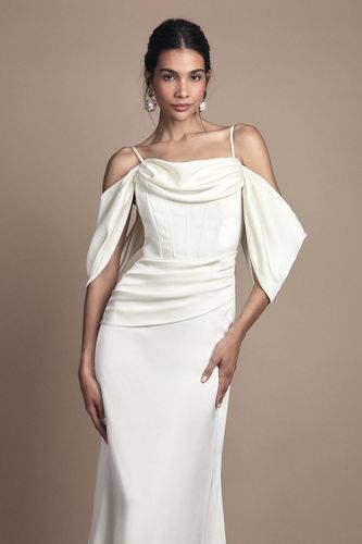 Robe de Mariée Maxi en Satin Drapé avec Décolleté Bénitier et Bustier | Taille 46 - Coast - Modalova