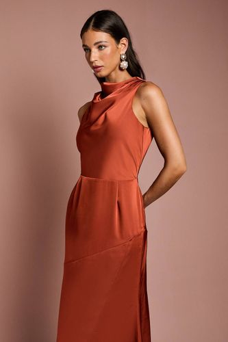Robe Mi-Longue en Satin Sans Manches à Col Drapé | Taille 44 - Coast - Modalova