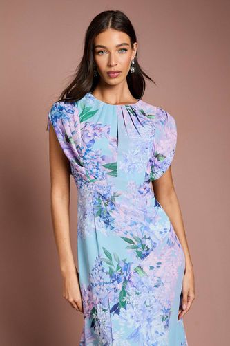 Robe Mi-Longue en Mousseline Fleurie à Manches Courtes | Taille 42 - Coast - Modalova