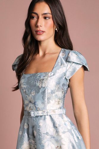Robe Midi Imprimée À Encolure Carrée Avec Manches Courtes Et Ceinture | Taille 42 - Coast - Modalova