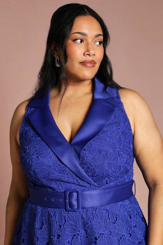Robe Grande Taille Sans Manches En Dentelle Et Satin Contrasté Longueur Midi | Taille 48 - Coast - Modalova