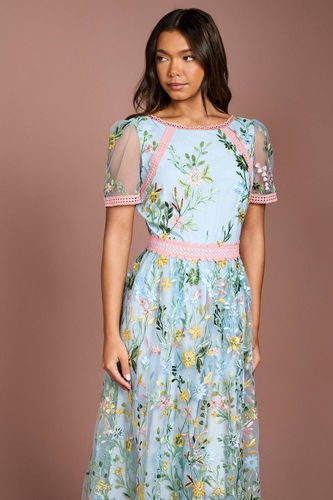 Robe Mi-longue en Maille Brodée avec Détails de Dentelle | Taille 44 - Coast - Modalova