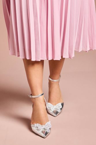 Escarpins Poppy en Satin à Talon Aiguille Haut et Bout Pointu avec Ornement Papillon Strass | Taille 41 - Coast - Modalova