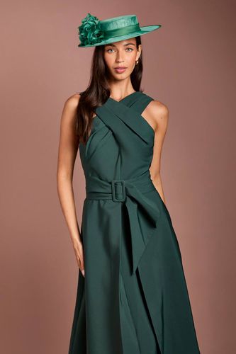 Robe Midi Crêpe Ceinturée À Encolure Croisée Lisa Tan | Taille 46 - Coast - Modalova
