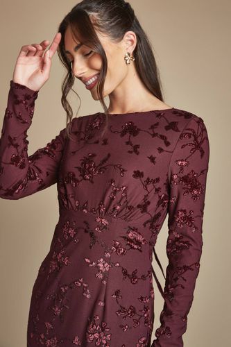 Robe Longue De Demoiselle D'honneur En Mesh Dévoré Avec Dos Drapé | Taille 46 - Coast - Modalova