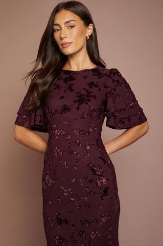 Robe De Demoiselle D'honneur En Mesh Dévoré À Manches Ange | Taille 46 - Coast - Modalova