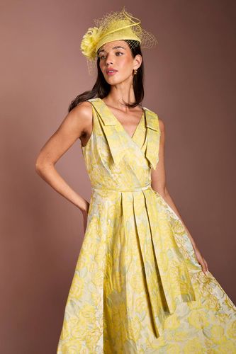 Robe Midi Jacquard Lisa À Épaules Ornées De Nœuds Coloris Tan | Taille 46 - Coast - Modalova