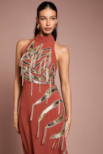 Robe Midi À Franges Ornées Avec Encolure Américaine | Taille 46 - Coast - Modalova