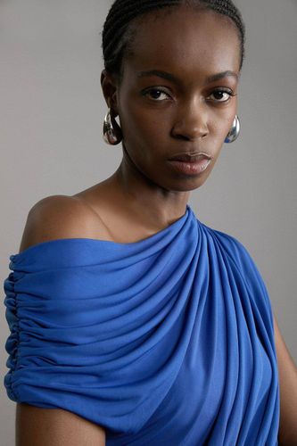 Jupe maxi en jersey crêpe à encolure asymétrique | Taille Medium - KarenMillen - Modalova