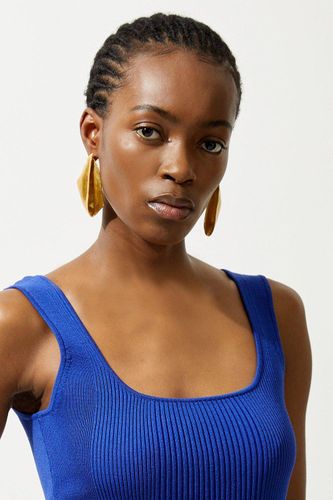 Débardeur à col carré en maille côtelée en mélange de viscose | Taille Medium - KarenMillen - Modalova