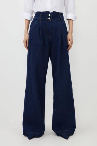 Pantalon en jean à jambes largess de petite taille | Taille 16 - KarenMillen - Modalova