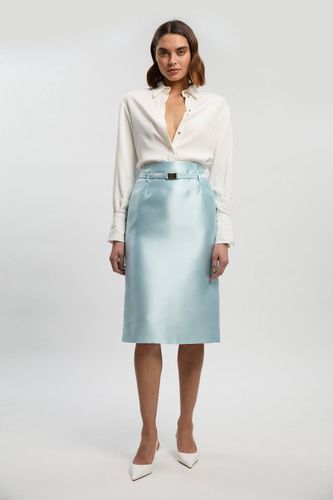 The Founder Satin Twill Belted Tailored Midi Skirt | Taille 12 - KarenMillen - Modalova