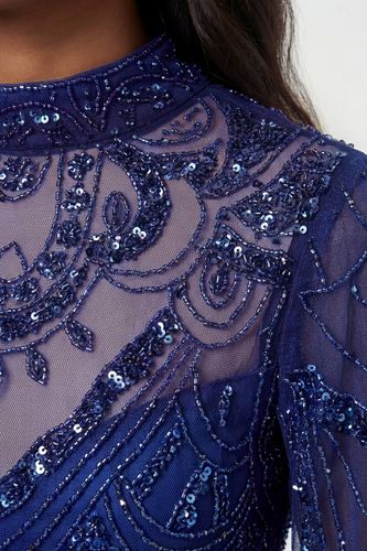 Robe Cape Mi-Longue Tissée Ornée de Perles Premium | Taille 14 - KarenMillen - Modalova