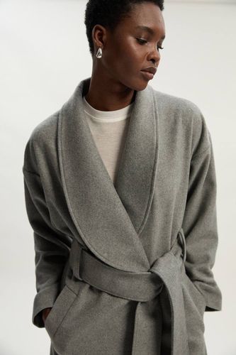 Manteau Long Ceinturé en Laine Brossée Coupe Ajustée | Taille 14 - KarenMillen - Modalova