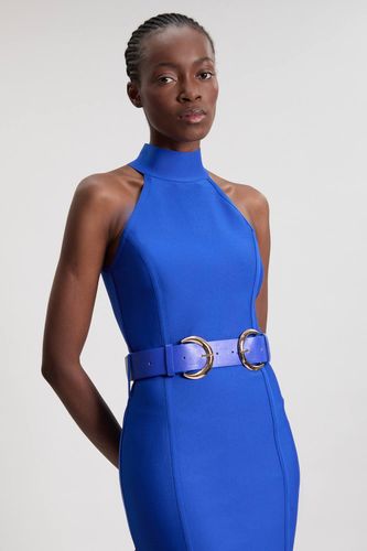 Robe Midi Bandage à Col Haut avec Détails Boucles | Taille 16 - KarenMillen - Modalova