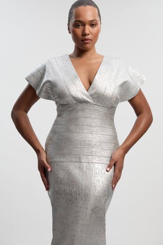 Robe Maxi en Maille à Manches Ange et Effet Métallisé Taille Plus | Taille 3XL - KarenMillen - Modalova