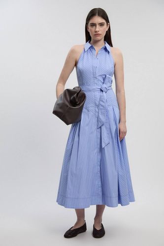 Robe Chemise Midi en Coton Rayé à Col Halter et Taille Basse | Taille 16 - KarenMillen - Modalova