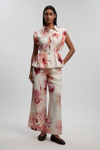 Pantalon Droit Tissé En Lin Viscose Premium | Taille 16 - KarenMillen - Modalova