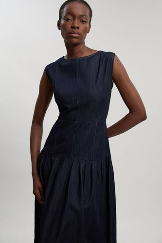 Robe Midi Petite En Denim À Taille Basse Et Jupe Ample | Taille 16 - KarenMillen - Modalova