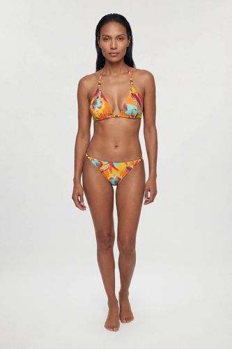 Bas De Bikini Réversible À Imprimé Floral Photographique Avec Détail De Perles | Taille Large - KarenMillen - Modalova