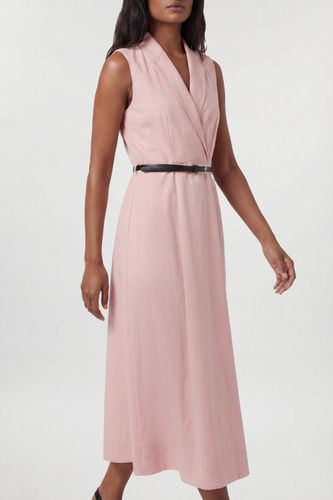 Robe Midi Cintrée À Ceinture En Viscose Lin Premium Avec Jupe Ample Et Coupe Ajustée | Taille 16 - KarenMillen - Modalova