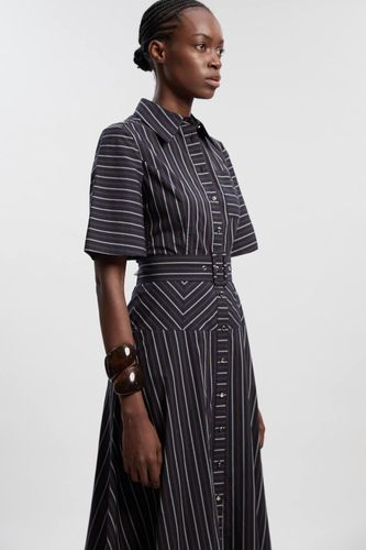 Robe Chemise Tissée En Coton À Rayures | Taille 8 - KarenMillen - Modalova