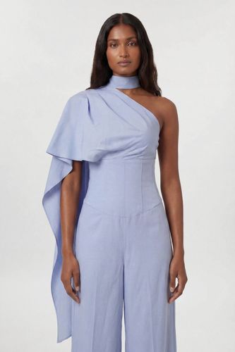 Combinaison-pantalon Premium En Lin À Col Montant, Une Épaule Et Jambe Large | Taille 16 - KarenMillen - Modalova