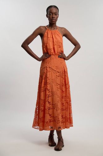 Robe Midi Tissée À Col Licou En Dentelle | Taille 16 - KarenMillen - Modalova