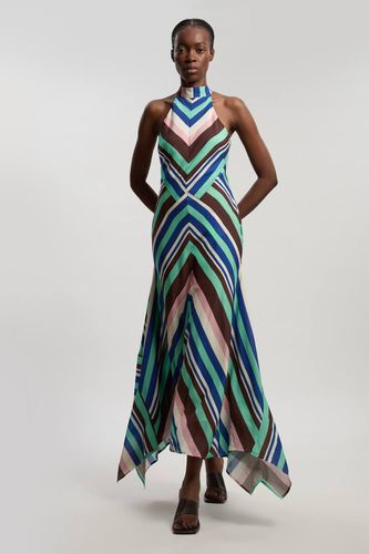 Robe Dos Nu Tissée En Mélange De Coton À Rayures Fluides Multi Petite | Taille 14 - KarenMillen - Modalova