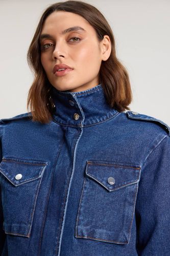 Veste En Denim Courte À Panneaux Latéraux | Taille 16 - KarenMillen - Modalova
