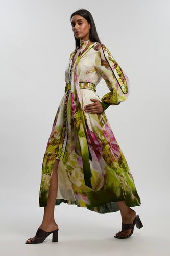 Robe Longue Tissée En Viscose À Imprimé | Taille 6 - KarenMillen - Modalova
