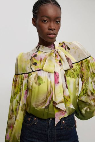 Blouse En Viscose Tissée À Imprimé Avec Col À Nouer | Taille 12 - KarenMillen - Modalova