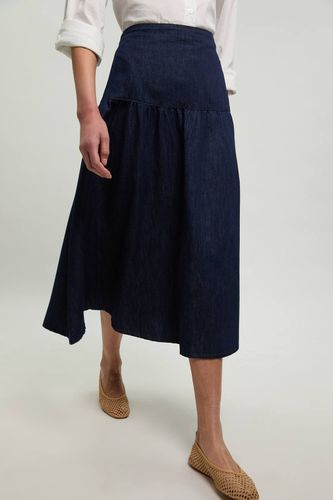 Jupe Midi Plissée En Denim À Coupe Ample | Taille 16 - KarenMillen - Modalova