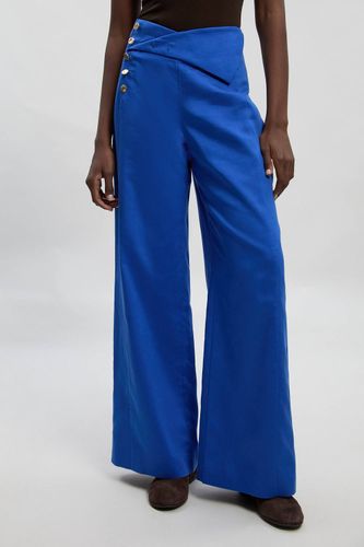 Pantalon Large en Lin Ajusté à Boutonnage Devant | Taille 16 - KarenMillen - Modalova