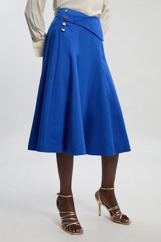 Jupe Midi Évasée en Lin sur Mesure avec Boutonnage Devant | Taille 16 - KarenMillen - Modalova
