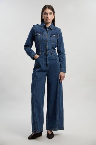 Combinaison Jambes Larges En Denim Style Salopette Petite Taille | Taille 16 - KarenMillen - Modalova