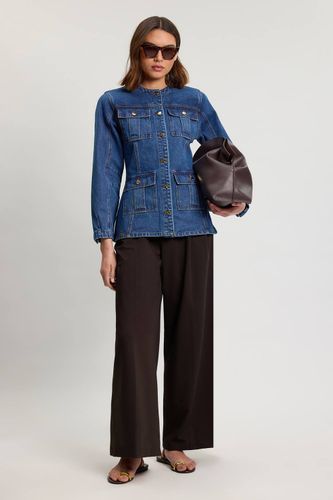 Veste En Denim À Boutonnage Intégral Avec Manches Arrondies | Taille 16 - KarenMillen - Modalova