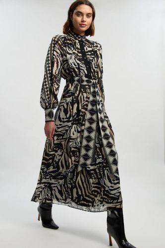 Robe Maxi Longue Ceinturée En Georgette De Viscose Tissée À Imprimé | Taille 14 - KarenMillen - Modalova